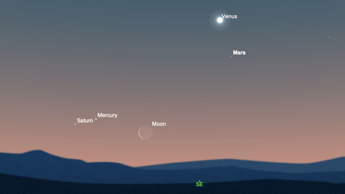 La Luna incontra Mercurio e Saturno lunedì mattina presto

