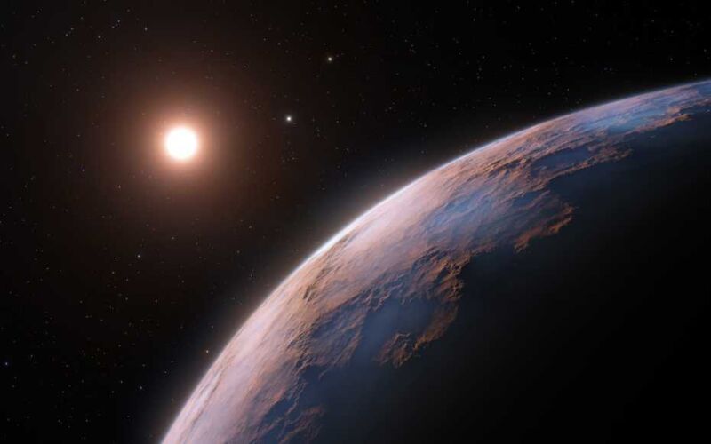 Rappresentazione artistica di un pianeta simile alla Terra in un sistema stellare vicino.