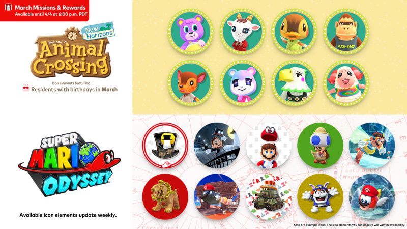 Grafica che mostra le icone dei nuovi giocatori di Animal Crossing e Mario.  Ci sono Molly le papere e altri abitanti del villaggio, oltre a Mario in smoking. 