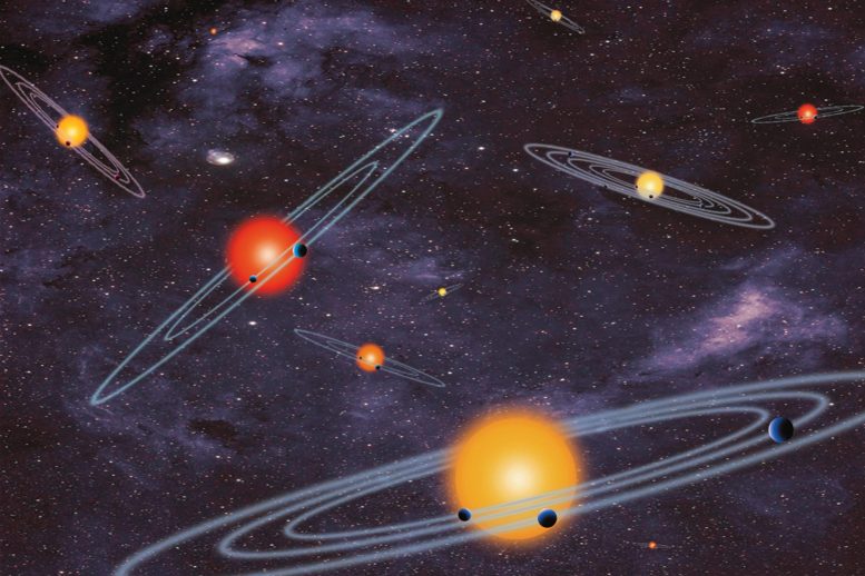 illustrazione di stelle e pianeti