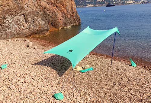 4 aste da 10 x 30 m, blu navy divertimento in cortile o picnic con pala di sabbia picchetti e pali di stabilità per campeggio pesca SUN NINJA Tenda da spiaggia pop-up UPF50+ 