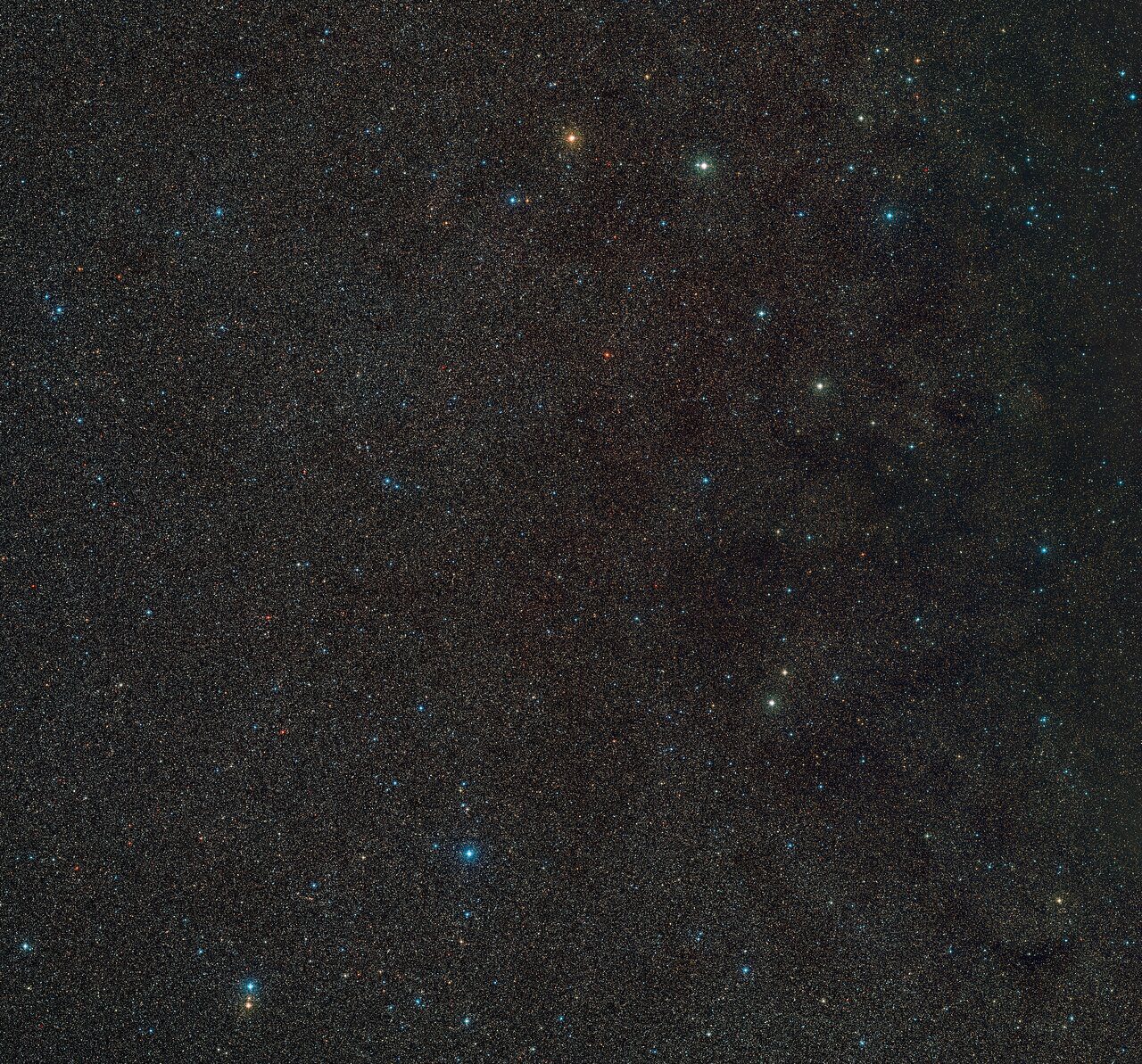 Un'immagine di una zona di spazio contenente centinaia di stelle distanti